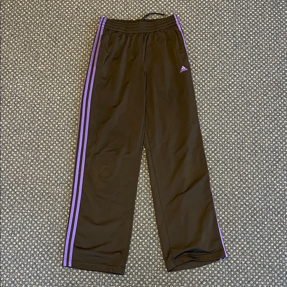 Adidas Black Joggers with Purple Accents